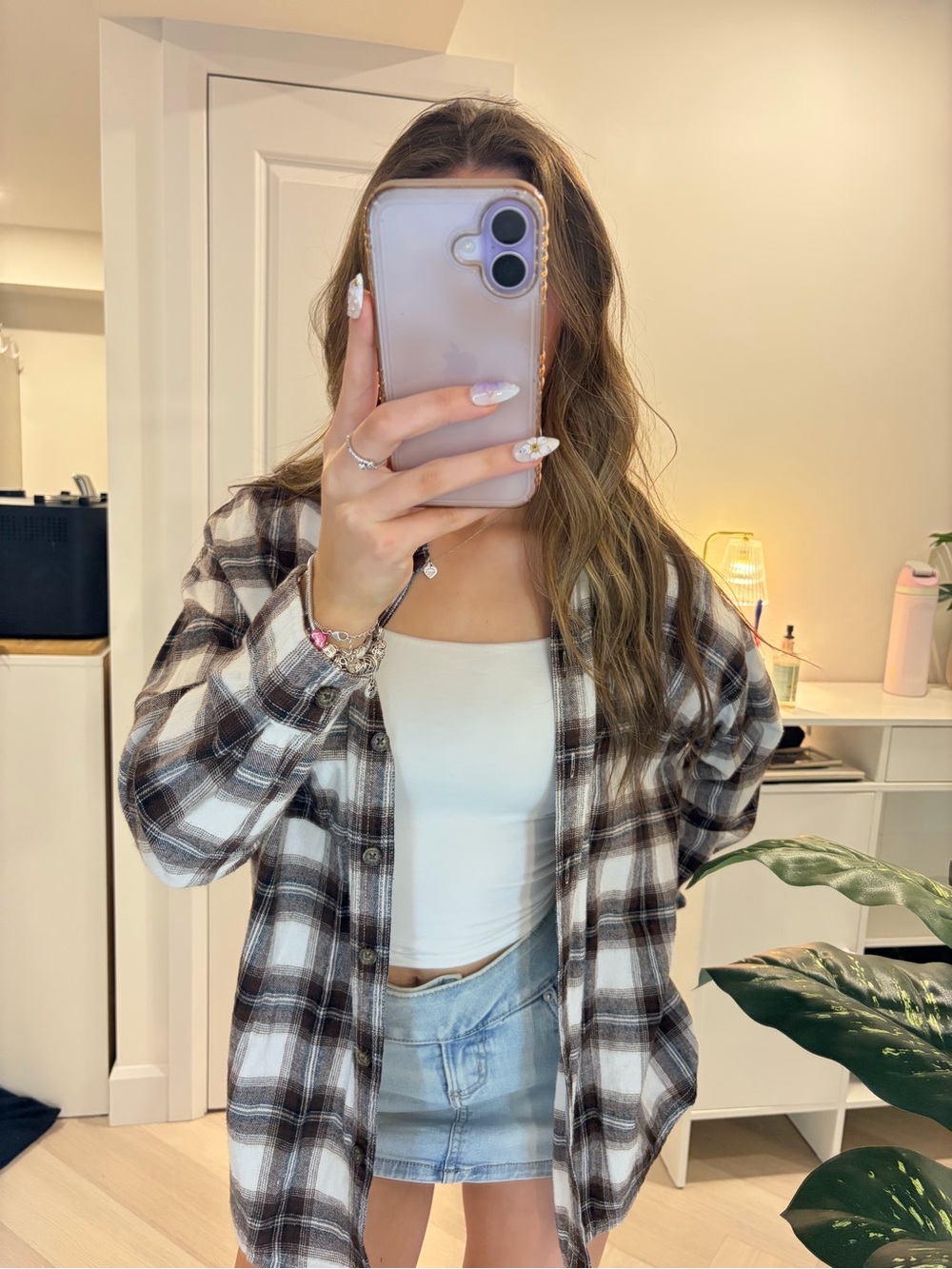 Garage Brown and Cream Plaid Button-Down Shirt